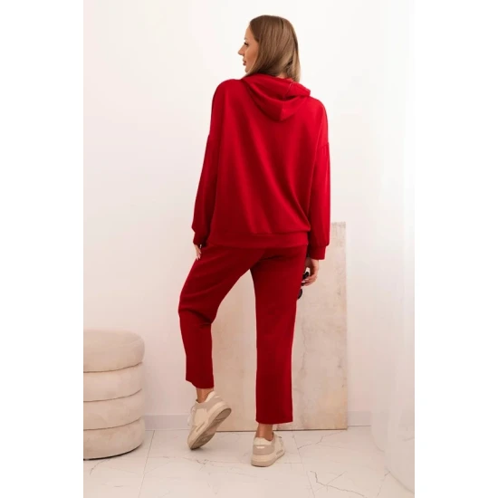 Moteriškas raudonas laisvalaikio komplektas Nela Moteriški komplektai