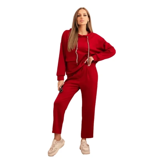 Moteriškas raudonas laisvalaikio komplektas Nela Moteriški komplektai