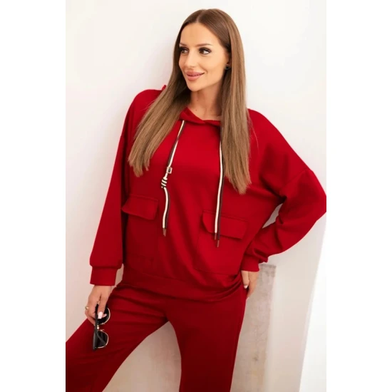 Moteriškas raudonas laisvalaikio komplektas Nela Moteriški komplektai