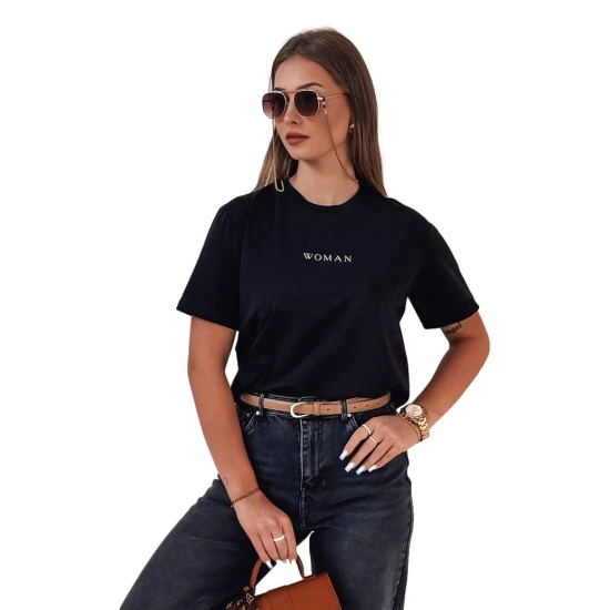 Moteriški juodi marškinėliai Woman Marškinėliai su užrašais