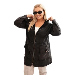 Moteriškas juodas džemperis su gobtuvu Alvor