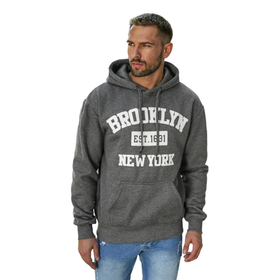 Vyriškas pilkas džemperis Brooklyn Vyriški džemperiai su gobtuvu