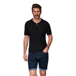 Vyriška juodos spalvos polo marškinėliai Elegant