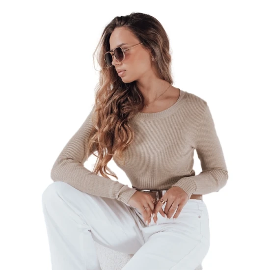 Moteriškas rusvas megztinis Gino Palaidinės ir marškiniai