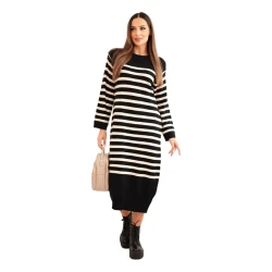 Moteriška dryžuota juoda suknelė Ender