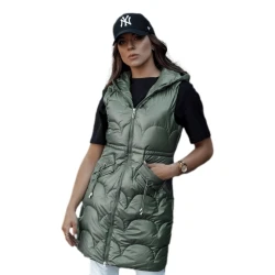 Moteriška žaliai liemenė su gobtuvu Dona