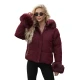 Moteriška žieminė bordo spalvos striukė su kailiuku Evin