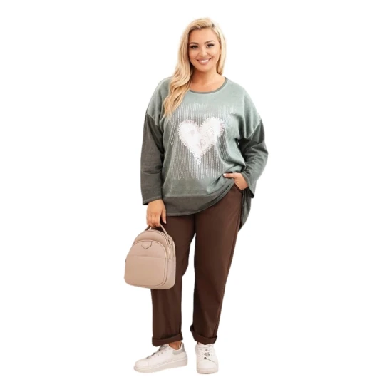 Moteriškas chaki megztinis Love Moteriški megztiniai