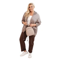 Moteriškas pilkas megztinis su gobtuvu Alba