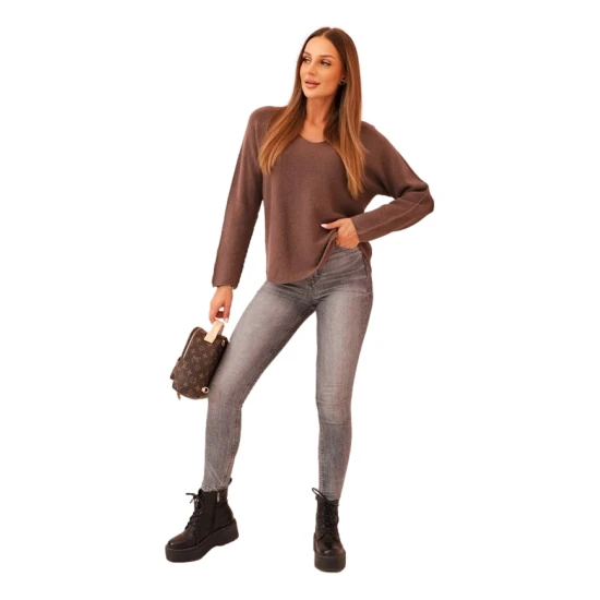 Moteriškas rudas megztinis Remo Moteriški megztiniai