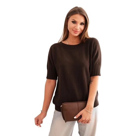 Moteriškas tamsiai rudas megztinis Aleta Moteriški megztiniai