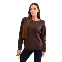 Moteriškas tamsiai rudos spalvos megztinis Dora