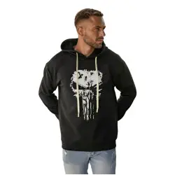 Vyriškas juodas džemperis su gobtuvu  Skull