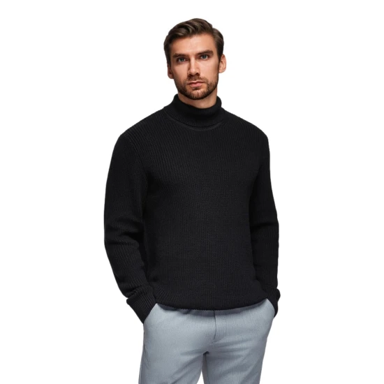 Vyriškas juodas megztinis su aukštu kaklu Ton Megztiniai aukštu kaklu