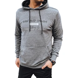 Vyriškas pilkas džemperis su gobtuvu Denim