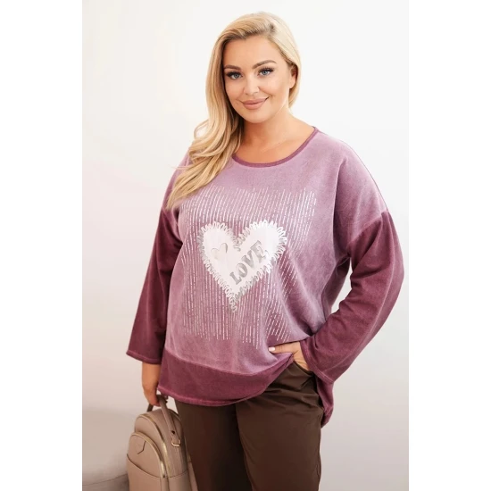 Moteriškas tamsiai rožinis megztinis Love Moteriški megztiniai