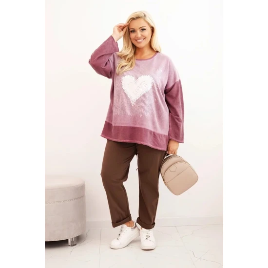 Moteriškas tamsiai rožinis megztinis Love Moteriški megztiniai