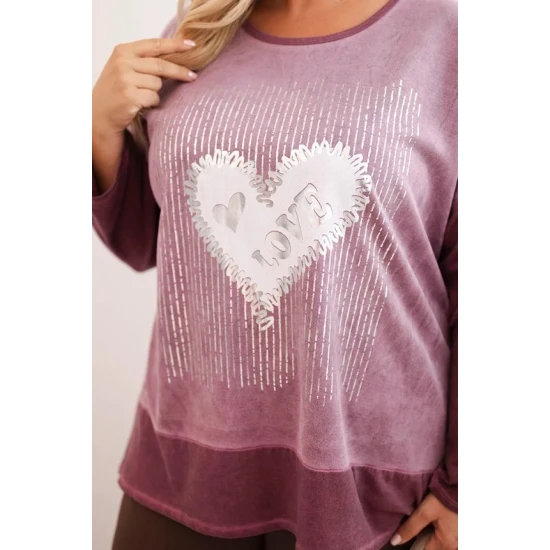 Moteriškas tamsiai rožinis megztinis Love Moteriški megztiniai