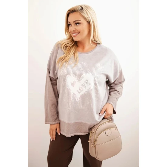 Moteriškas pilkas megztinis Love Moteriški megztiniai