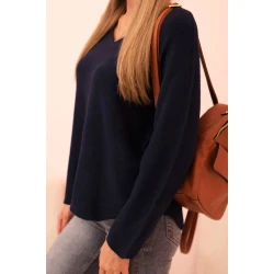 Moteriškas tamsiai mėlynas megztinis Remo