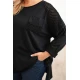 Moteriškas juodas megztinis su raštu Stelo Moteriški megztiniai