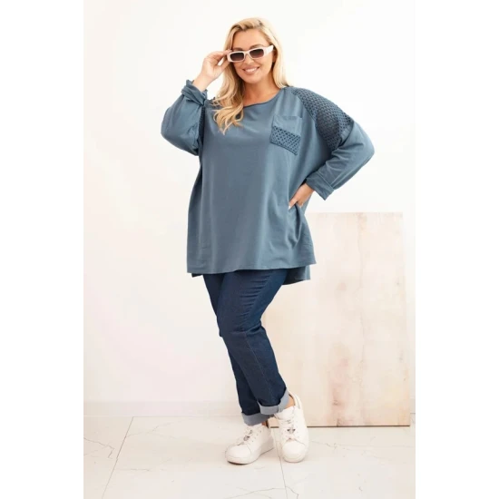 Moteriškas mėlynas megztinis su raštu Stelo Moteriški megztiniai