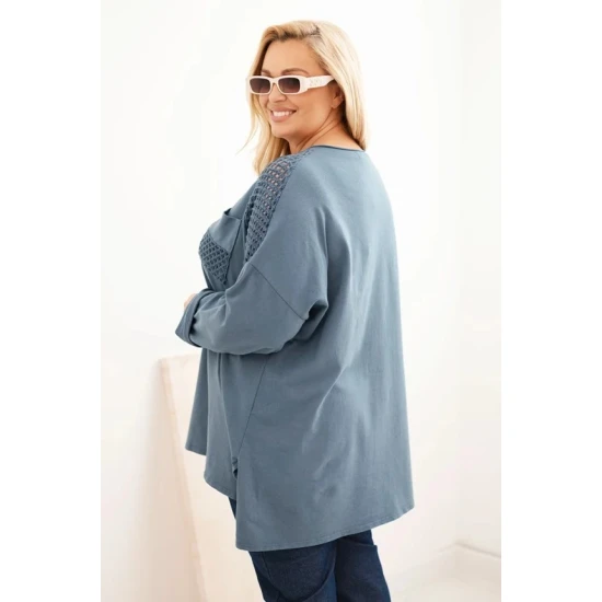 Moteriškas mėlynas megztinis su raštu Stelo Moteriški megztiniai