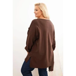 Moteriškas rudas megztinis su raštu Stelo