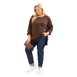 Moteriškas rudas megztinis su raštu Stelo