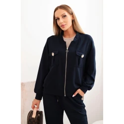 Moteriškas tamsiai mėlynas komplektas Marbel