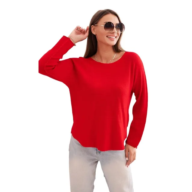 Moteriškas raudonos spalvos megztinis Romil Moteriški megztiniai