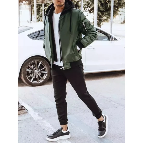 Vyriška žalia striukė su gobtuvu Moon Rudeninės / Pavasarinės