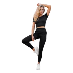 Moteriškas juodas dviejų dalių sportinis komplektas Energy