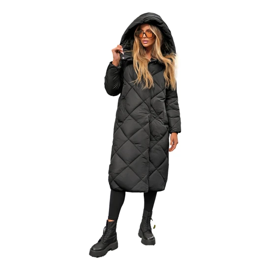 Juoda moteriška dygsniuota žieminė striukė Coco JS/5M3173/392