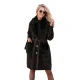 Moteriškas juodos spalvos paltas su kailiuku Korin