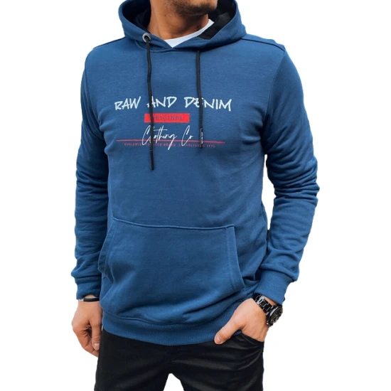 Vyriškas mėlynas džemperis su gobtuvu Denim Vyriški džemperiai su gobtuvu