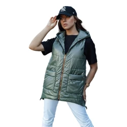 Moteriška tamsiai žalia blizgi liemenė Jess