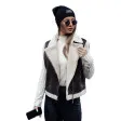Женский темно-коричневый жилет с меховым воротником Wool