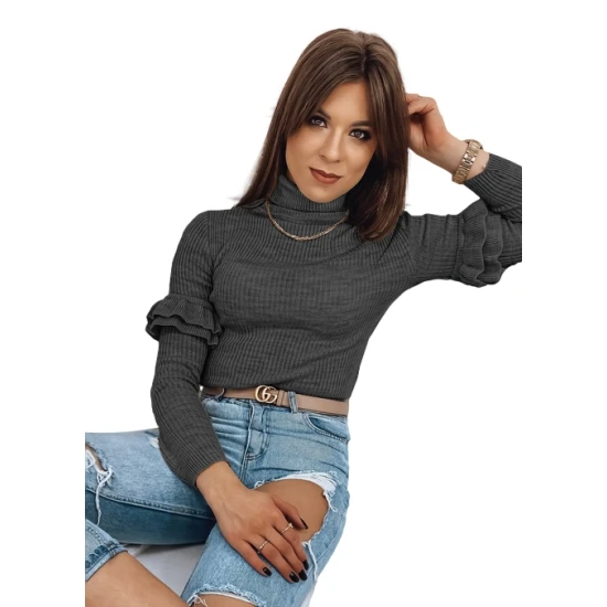 Moteriškas tamsiai pilkas megztinis Bufal Moteriški megztiniai