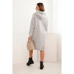 Moteriška pašiltinta šviesiai pilka suknelė su gobtuvu Leagve