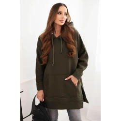 Moteriškas chaki džemperis su gobtuvu Wine 