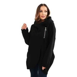 Moteriškas juodas džemperis pašiltintas su gobtuvu Jonit