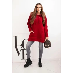 Moteriškas raudonas džemperis su gobtuvu Wine 