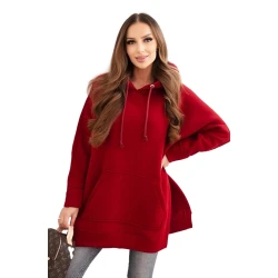 Moteriškas raudonas džemperis su gobtuvu Wine 