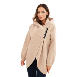 Moteriškas rusvas džemperis pašiltintas su gobtuvu Jonit