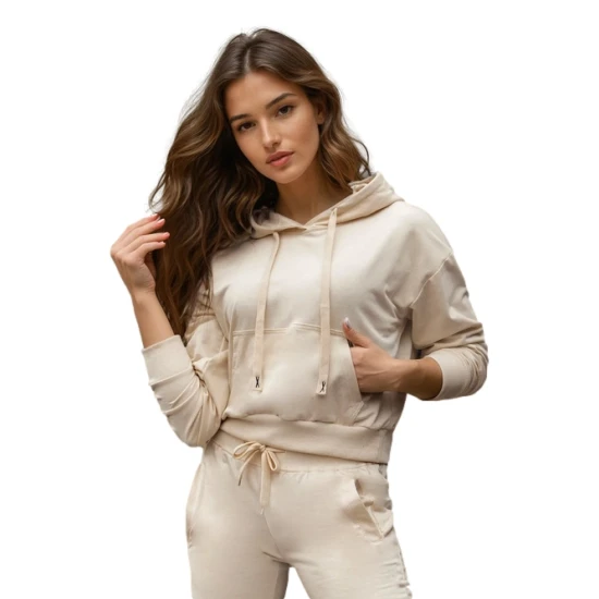 Moteriškas rusvas džemperis su gobtuvu Sonia Džemperiai su gobtuvu