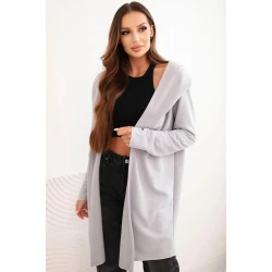 Moteriškas šviesiai pilkas megztinis su gobtuvu Alison