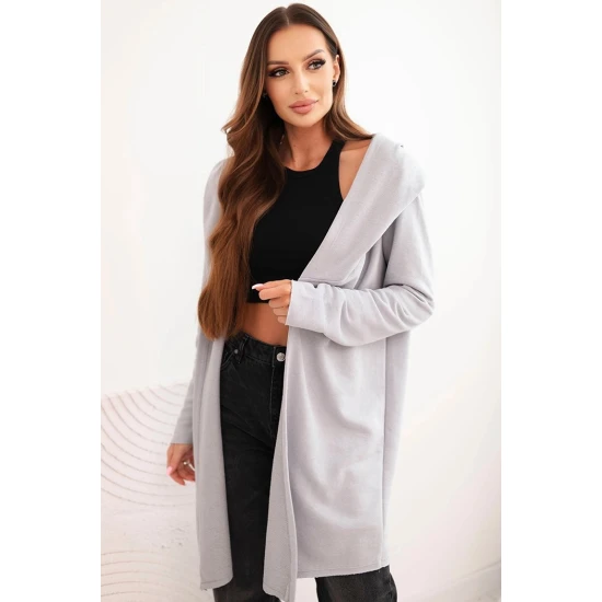 Moteriškas šviesiai pilkas megztinis su gobtuvu Alison Moteriški megztiniai