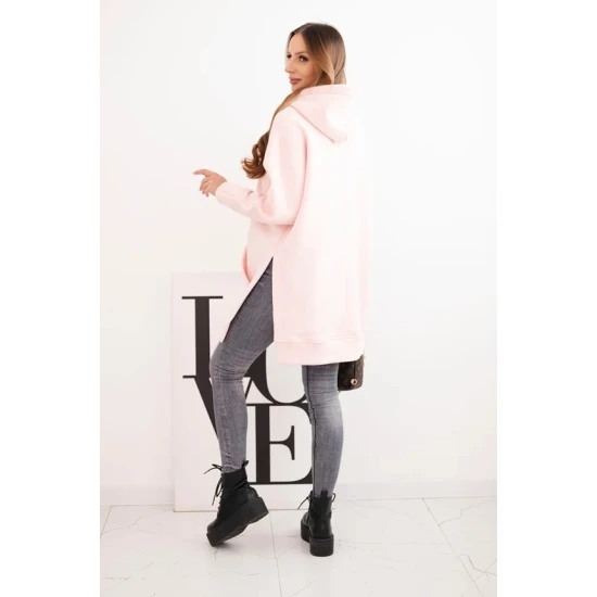 Moteriškas šviesiai rožinis džemperis su gobtuvu Wine Džemperiai su gobtuvu