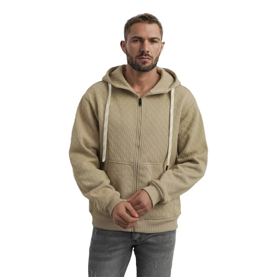 Vyriškas rusvas džemperis su gobtuvu Sport Džemperiai su gobtuvu